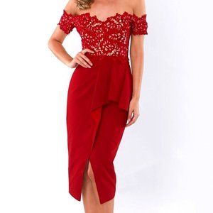 Elle Zeitoune Off the Shoulder Dress Scarlet US Size 4